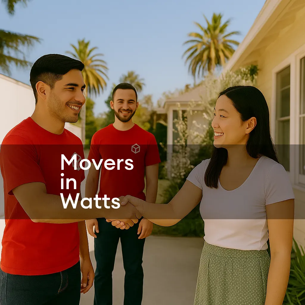 Moving day in Watts with iBox crew in red shirts
